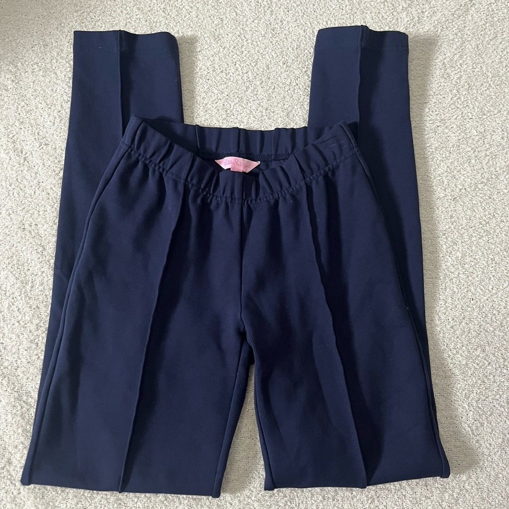 Lilly Pulitzer Pants Women XS Navy Blue Seam Pull On Stretch Straight Leg